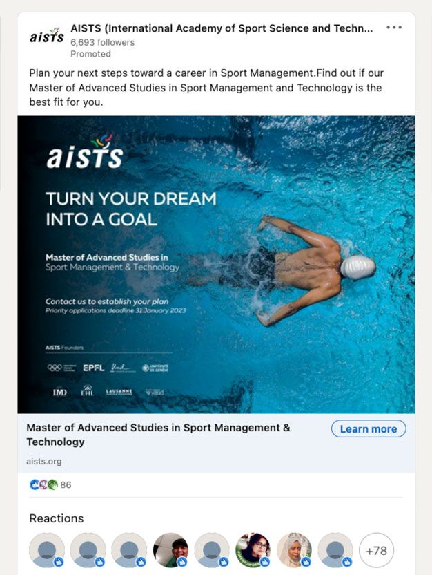 AISTS Masters Programme Linkedin Campaign